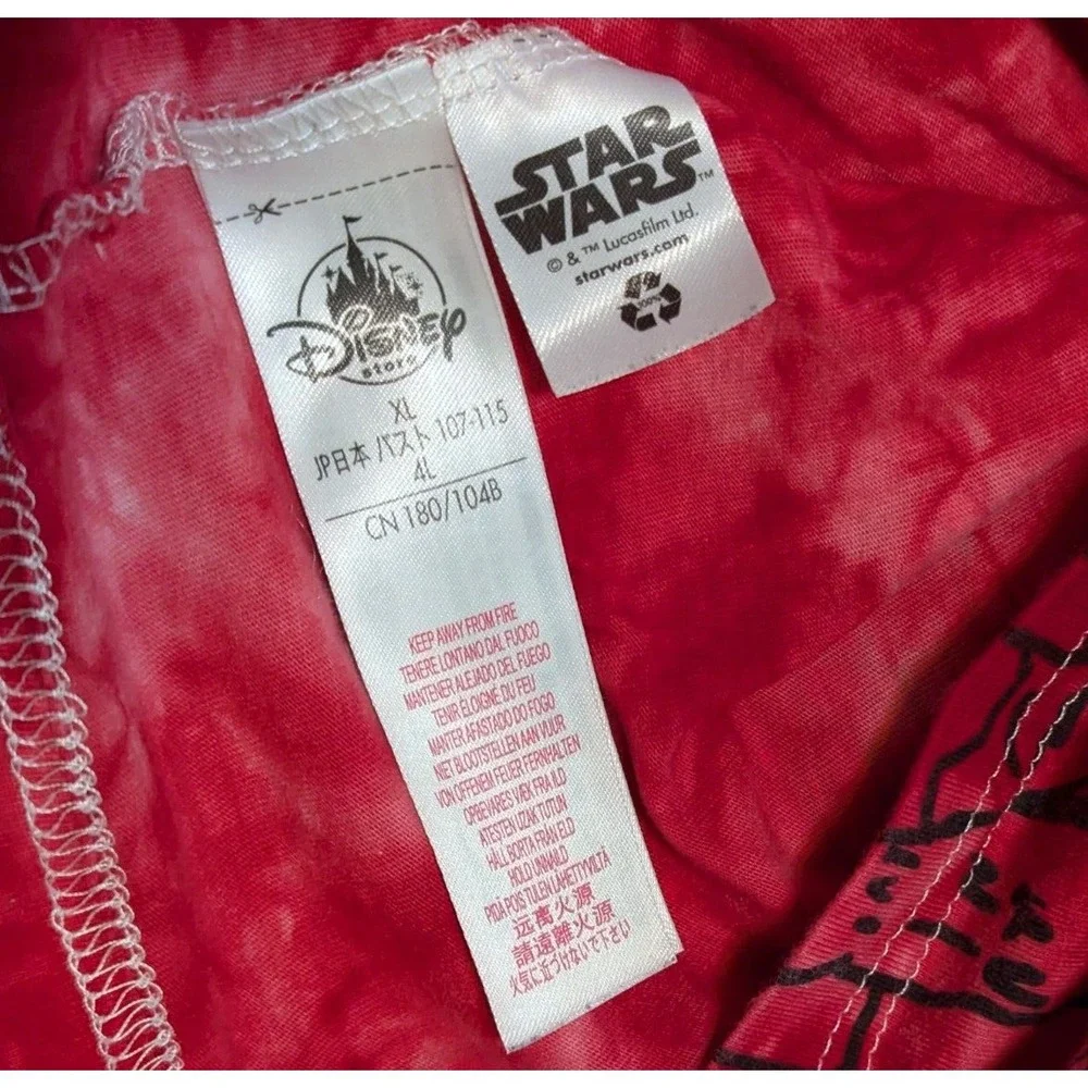 Disney Store Star Wars Graphic Cartoon Red Tie Dye T Shirt Womens Sz XL Scribble
